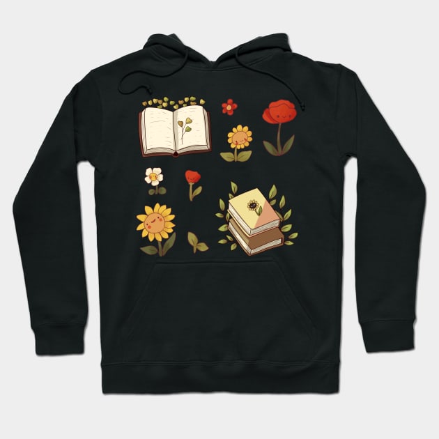 Books and flowers illustration Hoodie by Mayarart